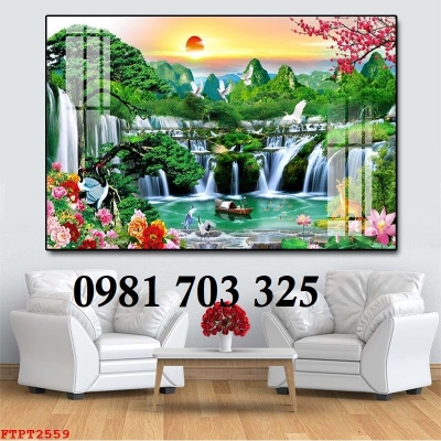 Gạch tranh sơn thủy hữu tình đẹp