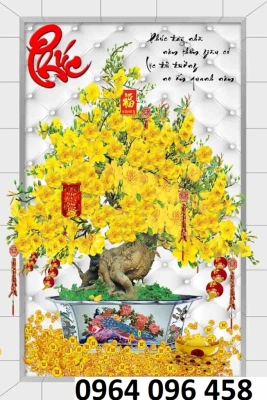 Tranh hoa mai 3d - tranh gạch 3d hoa mai - 943GDS2