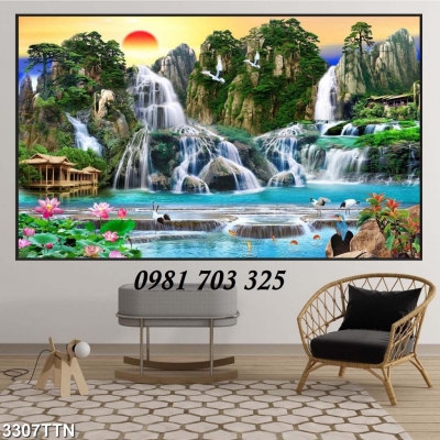 Tranh gạch men 3D thác nước