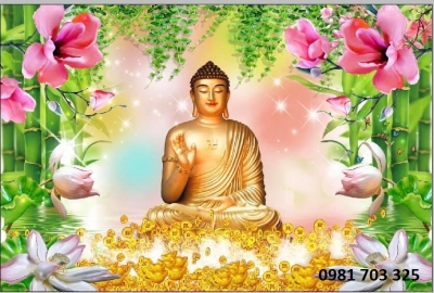 tranh Đức Phật- gạch tranh phòng thờ
