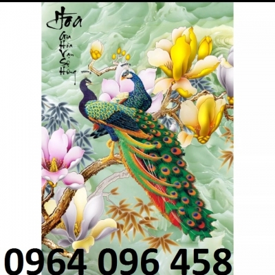 tranh chim công gạch tranh 3d - KL34