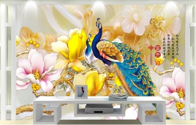 Tranh gạch 3d ốp tường tranh chim công - XMN09