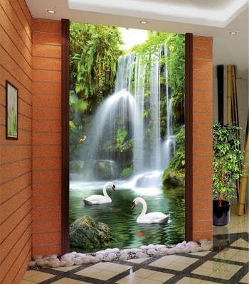 tranh 3d - tranh gạch 3d phong thủy phòng khách - MN83