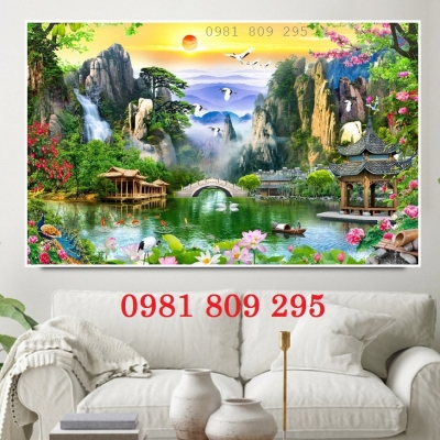 Phong cảnh đồng quê Việt Nam, gạch tranh 3d