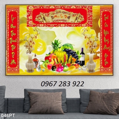 Tranh tường phòng thờ chất liệu gạch men