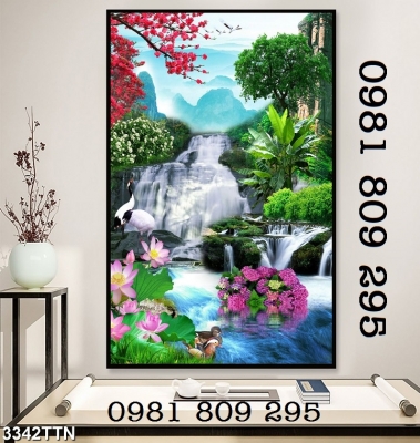 Tranh gạch thác nước - ốp tường 3d