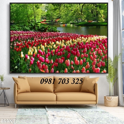 Tranh gạch phong cảnh vườn hoa