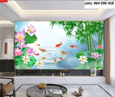 Tranh gạch 3d cá chép phong thủy - 32AK