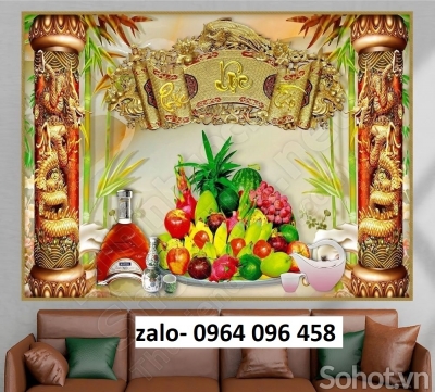 Tranh gạch 3d ốp tường phòng thờ - 900CV