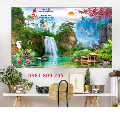 Tranh gạch , gạch ốp tường thác nước thiên nhiên