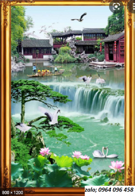 Tranh phong cảnh khổ dọc - tranh gạch 3d - YTR4