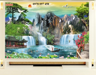 Gạch tranh ốp phòng khách.