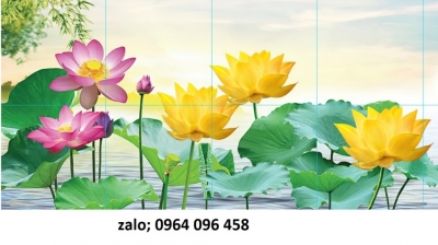 Tranh gạch 3d hoa sen - gạch tranh 3d hoa sen - MCB84