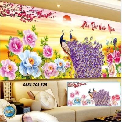 Tranh gạch 3D phong thủy chim công