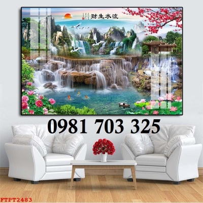 Tranh phong cảnh thiên nhiên, gạch tranh thác nước