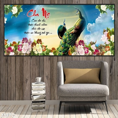 Tranh gạch men , gạch 3d trang trí chim công
