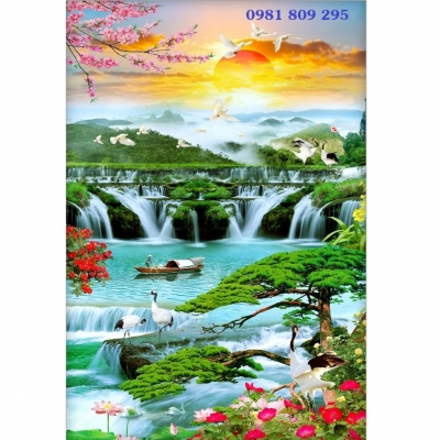 Tranh gạch men thác nước đẹp 3d  HP5454