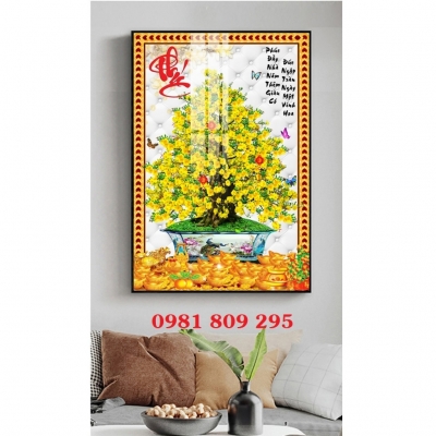 Tranh hoa mai trang trí tường, gạch tranh GP86