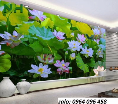 Tranh gạch 3d phong cảnh hồ sen - KCBV5