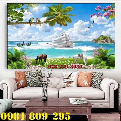 Tranh ốp tường , tranh gạch men thuyền