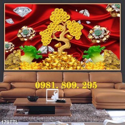 Gạch 3d ốp tường , tranh cây kim tiền