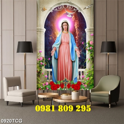 Tranh ốp tường 3d công giáo , gạch tranh Đức Mẹ