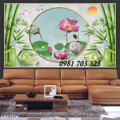 Gạch tranh hoa sen 3D đẹp