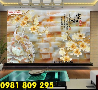 Tranh gạch 3d chim công - tranh sứ ngọc