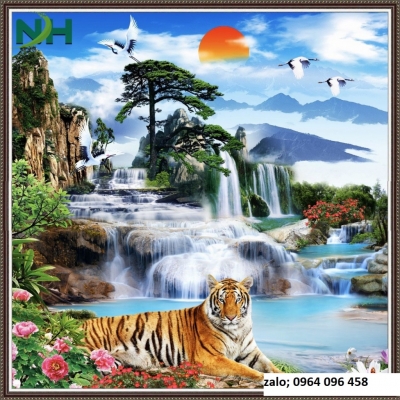 Tranh gạch 3d ốp tường con hổ - LXDC4