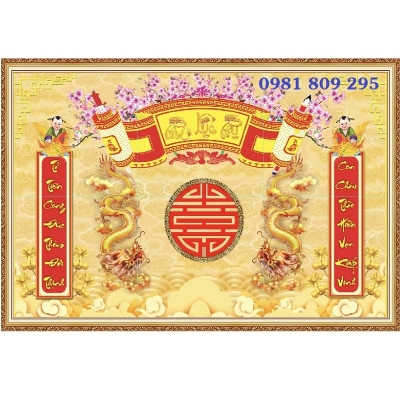 Tranh gạch men ban thờ gia tiên 3d