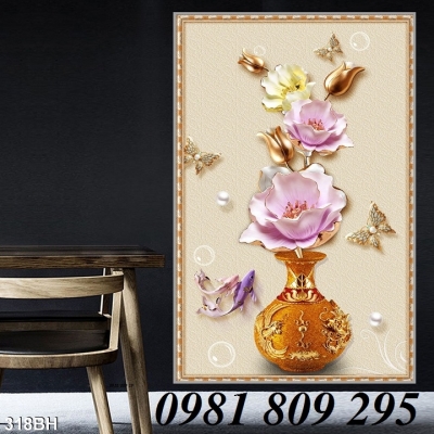 gạch tranh bình hoa 3d ốp tường