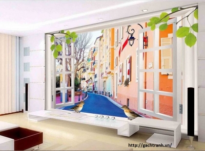 Tranh gạch 3d ốp tường cửa sổ - 765CVB