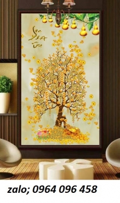 Tranh gạch 3d ốp tường cây tiền vàng - SKL06