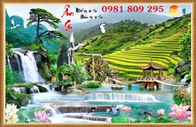 Tranh gạch 3d thiên nhiên thác nước HP847