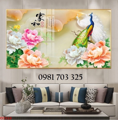 Tranh gạch chim công phong thủy