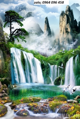 Tranh gạch 3d ốp tường phong cảnh khổ đứng - KHB6