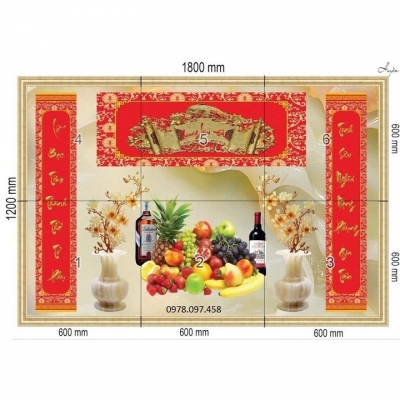 Tranh câu đối phòng thờ - gạch tranh in 3D