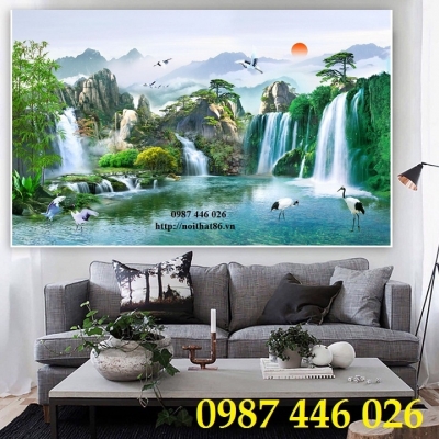 Gạch ốp tường tranh gạch phong cảnh thác nước HP7222