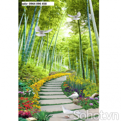 Tranh gạch 3d ốp tường cây tre trúc -