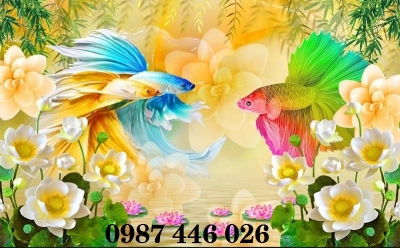 Gạch tranh cửu ngư đồ quần hội HP7833