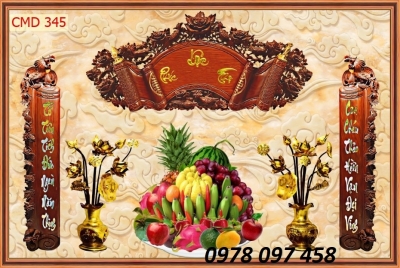 Phòng thờ gia tiên - tranh gạch men