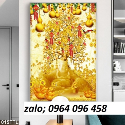 Tranh 3d cây tiền vàng - gạch tranh 3d cây tiền vàng - DXZ2