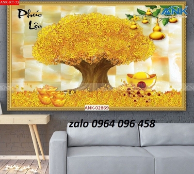 Tranh gạch 3d cây tiền vàng - KHF36