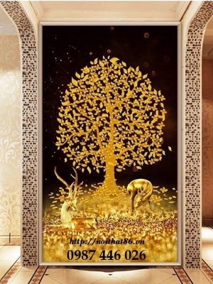 Gạch tranh cây tiền lộc vàng HP8233