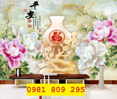 Gạch tranh bình hoa , tranh gạch 3d