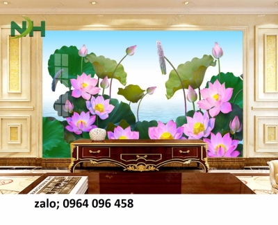 Tranh gạch hoa sen 3d - CVN84