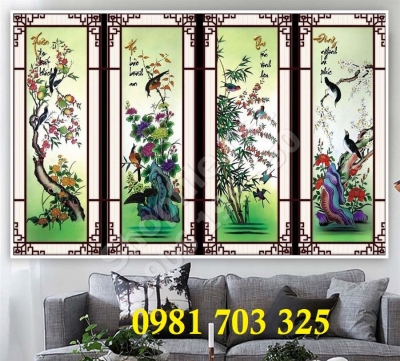 Tranh gạch 3D tứ quý phong thủy