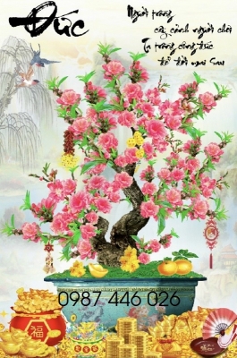 Tranh gạch hoa đào 3d HP7272