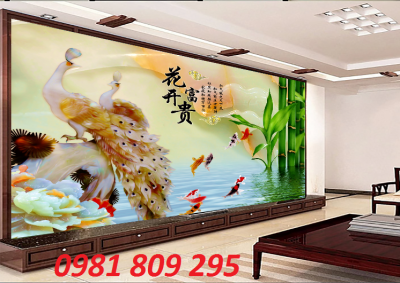 gạch tranh 3d chim công
