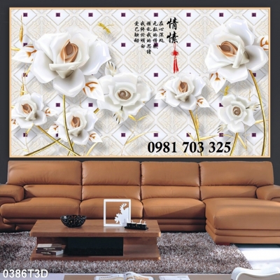Tranh gạch đẹp 3d hoa trang trí